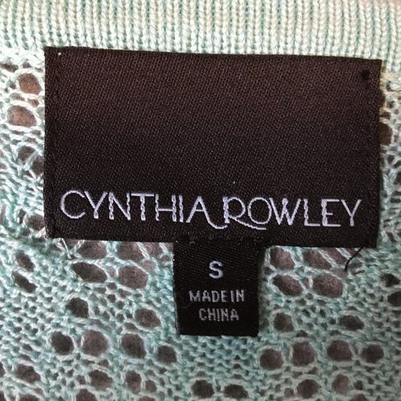 Cynthia Rowley Sweater S Cardigan Dip Dye Cotton Blend Blue Green Open Knit - Picture 7 of 12